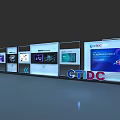 Modern Digital Background Wall With Multiple Display Screens And Visual Content 3d model
