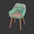Pink Tufted Fabric Single Sofa With Elegant Wooden Legs Design