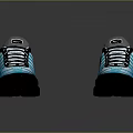 Stylish Blue And Black Sneakers Shoes With White Laces Shiny Upper And Air Cushion Sole