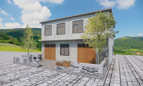 New Chinese style house beautiful countryside courtyard low wall 3d model