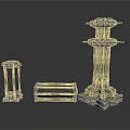 Ornate Scene Building Components Featuring Tall Pillar Short Column And Horizontal Base 3d model