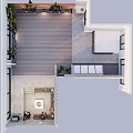 Modern Roof Garden Design With Wooden Deck Potted Plants And Railing