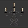 Vintage Metal Candelabra With Five White Candles And Intricate Scroll Design For Home Decor