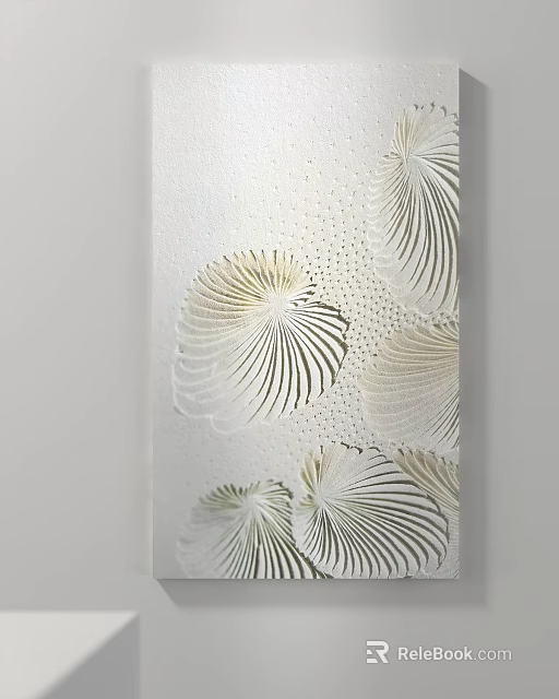 Elegant White Decorative Panel With Intricate Shell Pattern Relief Art 3d model