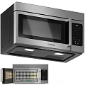 Modern Sleek Kitchen Appliances Stainless Steel Refrigerator Range Hood Oven Microwave