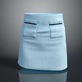 Light Blue Casual Skirt With Front Pockets And Textured Fabric Design