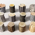 Rustic Natural Wood Tree Stump Stools In Various Styles And Textures