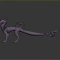 Purple Horned Dragon 3D Model Game Movie Character With Spiked Back And Long Tail