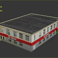 Modern TESCO Retail Building With Solar Panel Roof Red Accent Strip And Storefront Windows
