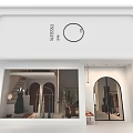 Modern Minimalist Clothing Store Exterior Design With Arched Doors And Window Mannequin