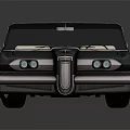 Vintage Blue Convertible Car With Classic Grille Green Headlights And Light Seats