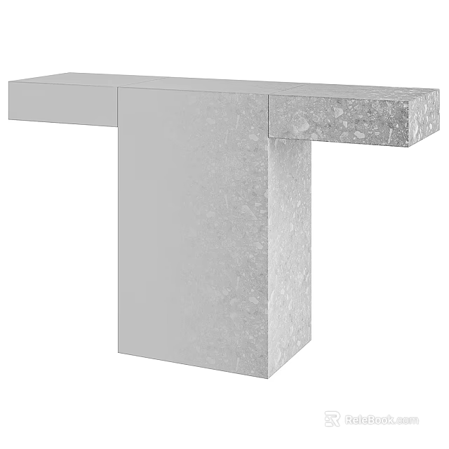 Modern Minimalist Stone Vanity Table With Sleek Tabletop And Solid Structure Design 3d model