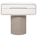 Modern Minimalist Bedside Table With Single Drawer Smooth Surface And Wooden Base Design
