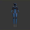 Blue Humanoid Robot Character With Sleek Mechanical Design For Sci Fi Games And Movies