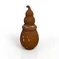 Brown Ceramic Gourd Shaped Sculpture With Intricate Carved Patterns Design