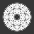 Decorative White Circular Ceiling Medallion with Intricate Patterns and Central Hole 3d model