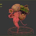 Orange Robot Character With Green Eyes And Leaves Holding Sunflower Pot On Transparent Base