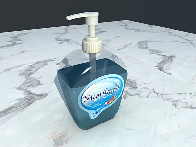 Elegant Bathroom Hand Soap Dispenser NutriBasil Placed On Marble Countertop 3d model
