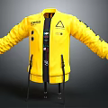 Stylish Yellow Jacket Featuring SASSA Logo Triangle Patch Zipper And Side Pockets 3d model