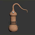 Shiny Copper Household Still With Curved Neck And Two Section Design