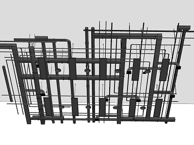 Modern Ceiling Structural Framework With Metal Grid Design And Support Beams 3d model