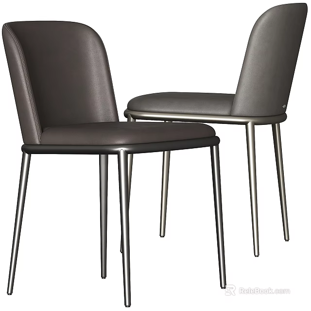 Modern Dining Chairs With Leather Upholstered Seats And Sleek Metal Legs 3d model 