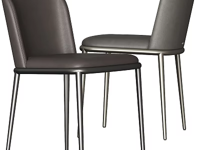 Modern Dining Chairs With Leather Upholstered Seats And Sleek Metal Legs 3d model