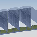 Multiple Curved Roof Canopies With Metal Frames For Outdoor Shade Space