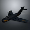 Vintage Dark Military Airplane Model With Yellow Eagle Decals On Wings And Cockpit