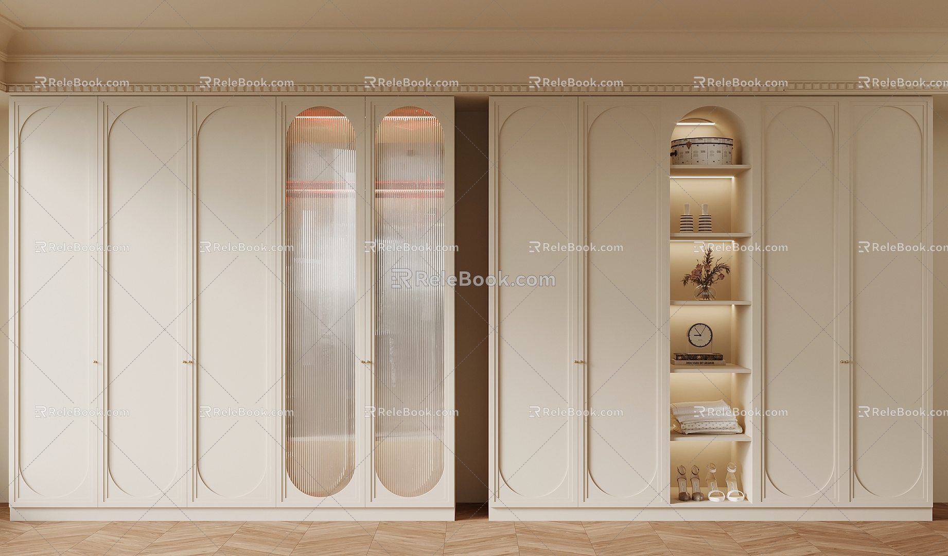 05 wardrobe French cream style wardrobe 3d model