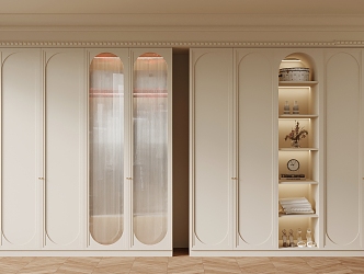 05 wardrobe French cream style wardrobe 3d model