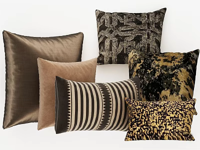 Modern Throw Pillows With Assorted Patterns Textured Fabrics And Neutral Tones 3d model