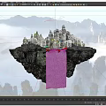 Scenic View of Floating Stone Peak With Ancient Buildings Amidst Clouds and Mist