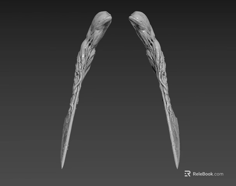 Game Movie Character Elaborate Carved Weapons With Symmetric Design And Detailed Patterns 3d model 