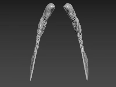 Game Movie Character Elaborate Carved Weapons With Symmetric Design And Detailed Patterns 3d model