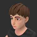 Game and Movie Character Boy With Brown Short Hair Green Eyes Black Striped Shirt
