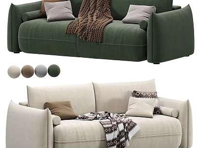 Stylish Two-Seater Sofa With Color Options Pillows And Cozy Blankets 3d model