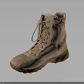 Tan High Top Boots With Laces Side Zipper And Thick Durable Sole For Outdoor Wear
