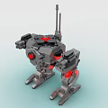 Building Blocks Robot Mech with Gray Structure Red Lights and Weaponry 3d model