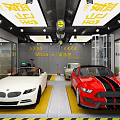 Mtian AI Aima Hall Automotive Shop With Multiple Garage Bays And Vehicle