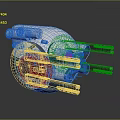 Futuristic 3D Model of White Spherical Tech Device With Gray Mechanical Arms