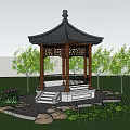 Chinese style pavilion landscape courtyard pavilion classical pavilion hexagonal pavilion 3d model