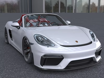 White Convertible Sports Car With Red Interior And Sleek Design 3d model
