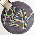 Round Rug With Colorful Striped PLAY Letter Design For Home Decor