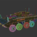 Military Green Armored Vehicle with 6x6 Wheels Weapon Turret and Communication Antennas
