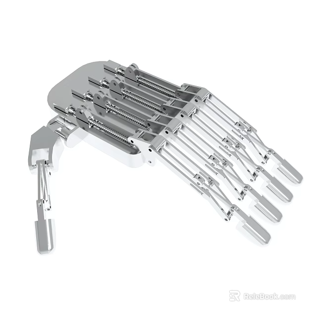 Mechanical Robotic Hand Featuring Articulated Metal Fingers And Joint Structures 3d model 