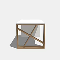 Modern Desk With White Tabletop And Wooden Crossed Legs Structure