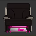 Black Leather Single Reclining Sofa With Pink Footrest Base And Modern Style Design