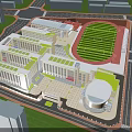 Modern School Buildings With Green Roofs Sports Field And Open Campus Layout