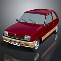 Red Vintage Compact Car With Two Tone Body And Classic Design Elements 3d model